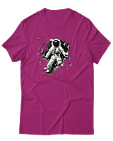 T-Shirt Αντρικό - Astronaut Breaking The Wall - Color Thumbnail Φουξια