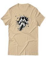 T-Shirt Αντρικό - Astronaut Breaking The Wall - Color Thumbnail Μπεζ