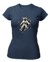 T-Shirt Στενή Γραμμή Γυναικείο - Astronaut Breaking The Wall - Color Thumbnail Σκούρο Μπλε