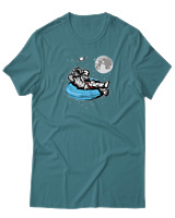 T-Shirt Αντρικό - Astronaut Chilling - Color Thumbnail Μπλε Πράσινο