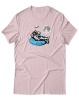 T-Shirt Αντρικό - Astronaut Chilling - Color Thumbnail Απαλό Ροζ