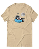 T-Shirt Αντρικό - Astronaut Chilling - Color Thumbnail Μπεζ