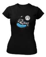 T-Shirt Στενή Γραμμή Γυναικείο - Astronaut Chilling - Color Thumbnail Μαύρο