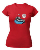 T-Shirt Στενή Γραμμή Γυναικείο - Astronaut Chilling - Color Thumbnail Κόκκινο