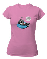 T-Shirt Στενή Γραμμή Γυναικείο - Astronaut Chilling - Color Thumbnail Ροζ