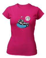 T-Shirt Στενή Γραμμή Γυναικείο - Astronaut Chilling - Color Thumbnail Φουξια