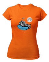 T-Shirt Στενή Γραμμή Γυναικείο - Astronaut Chilling - Color Thumbnail Πορτοκαλί
