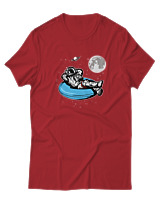 T-Shirt  Γυναικείο - Astronaut Chilling - Color Thumbnail Κόκκινο