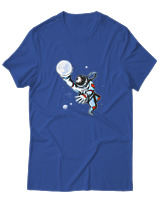 T-Shirt Αντρικό - Astronaut Moon Basket - Color Thumbnail Μπλε Ρουά
