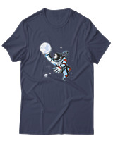 T-Shirt Αντρικό - Astronaut Moon Basket - Color Thumbnail Μπλε Γκρι