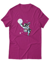 T-Shirt Αντρικό - Astronaut Moon Basket - Color Thumbnail Φουξια