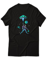 T-Shirt Αντρικό - Astronaut Mushroom - Color Thumbnail Μαύρο