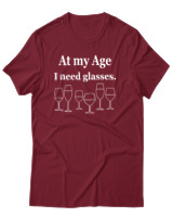 T-Shirt Αντρικό - At My Age I Need Glasses - Color Thumbnail Σκούρο Κόκκινο