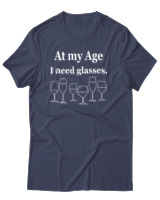 T-Shirt Αντρικό - At My Age I Need Glasses - Color Thumbnail Μπλε Γκρι