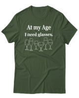 T-Shirt Αντρικό - At My Age I Need Glasses - Color Thumbnail Κυπαρισσί