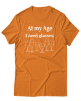 T-Shirt Αντρικό - At My Age I Need Glasses - Color Thumbnail Πορτοκαλί