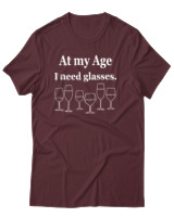 T-Shirt Αντρικό - At My Age I Need Glasses - Color Thumbnail Μπορντό