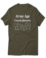T-Shirt Αντρικό - At My Age I Need Glasses - Color Thumbnail Χακί