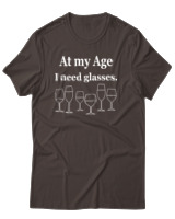T-Shirt Αντρικό - At My Age I Need Glasses - Color Thumbnail Καφέ