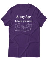 T-Shirt Αντρικό - At My Age I Need Glasses - Color Thumbnail Σκούρο Μωβ