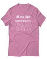 T-Shirt Αντρικό - At My Age I Need Glasses - Color Thumbnail Ροζ