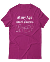 T-Shirt Αντρικό - At My Age I Need Glasses - Color Thumbnail Φουξια