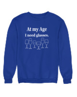 Φούτερ χωρίς κουκούλα Αντρικό - At My Age I Need Glasses - Color Thumbnail Μπλε Ρουά