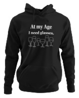 Φούτερ με κουκούλα Γυναικείο - At My Age I Need Glasses - Color Thumbnail Μαύρο
