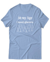 T-Shirt  Γυναικείο - At My Age I Need Glasses - Color Thumbnail Γαλάζιο