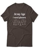 T-Shirt  Γυναικείο - At My Age I Need Glasses - Color Thumbnail Καφέ