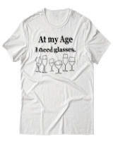 T-Shirt Αντρικό - At My Age I Need Glasses - Color Thumbnail Άσπρο