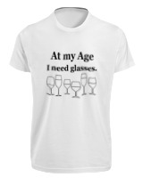 T-Shirt Fit Αντρικό - At My Age I Need Glasses - Color Thumbnail 'Ασπρο