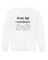 Φούτερ χωρίς κουκούλα Αντρικό - At My Age I Need Glasses - Color Thumbnail 'Ασπρο
