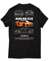 T-Shirt Unisex - Audi R8 V10 - Color Thumbnail Μαύρο