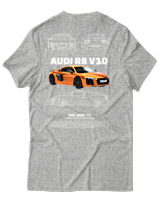 T-Shirt Unisex - Audi R8 V10 - Color Thumbnail Γκρι Μελανζέ