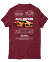 T-Shirt Unisex - Audi R8 V10 - Color Thumbnail Σκούρο Κόκκινο