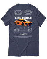 T-Shirt Unisex - Audi R8 V10 - Color Thumbnail Μπλε Γκρι