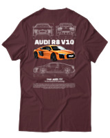 T-Shirt Unisex - Audi R8 V10 - Color Thumbnail Μπορντό