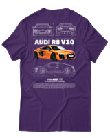 T-Shirt Unisex - Audi R8 V10 - Color Thumbnail Σκούρο Μωβ