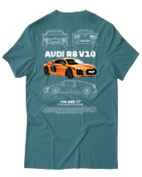 T-Shirt Unisex - Audi R8 V10 - Color Thumbnail Μπλε Πράσινο