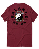 T-Shirt Αντρικό - Balance Yin Yang - Color Thumbnail Σκούρο Κόκκινο