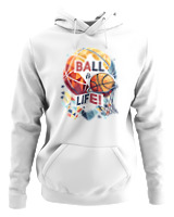 Φούτερ με κουκούλα Αντρικό - Ball Is Life - Color Thumbnail ΄Ασπρο
