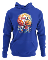 Φούτερ με κουκούλα Αντρικό - Ball Is Life - Color Thumbnail Μπλε Ρουά