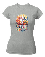 T-Shirt Στενή Γραμμή Γυναικείο - Ball Is Life - Color Thumbnail Γκρι Μελανζέ