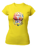 T-Shirt Στενή Γραμμή Γυναικείο - Ball Is Life - Color Thumbnail Κίτρινο