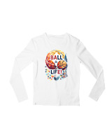 Μακρυμάνικο Μακό Παιδικό - Ball Is Life - Color Thumbnail 'Ασπρο