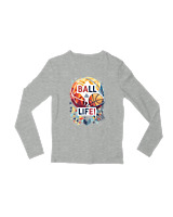 Μακρυμάνικο Μακό Παιδικό - Ball Is Life - Color Thumbnail Γκρι Μελανζέ