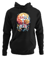 Φούτερ με κουκούλα Γυναικείο - Ball Is Life - Color Thumbnail Μαύρο