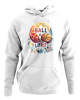 Φούτερ με κουκούλα Γυναικείο - Ball Is Life - Color Thumbnail ΄Ασπρο
