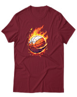 T-Shirt Αντρικό - Ball On Fire - Color Thumbnail Σκούρο Κόκκινο
